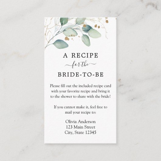 Waterverf Eucalytpus Shower Recipe Request  Informatiekaartje (Voorkant)