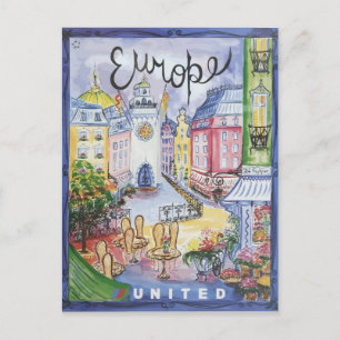 Waterverf - Europe reisposter Briefkaart