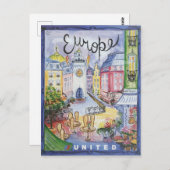  Waterverf - Europe reisposter Briefkaart (Voorkant / Achterkant)