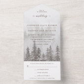 Waterverf Evergreen Forest in Grey Beige Wedding All In One Uitnodiging (Binnen)