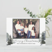 Waterverf Evergreen Mountain Scene Holiday Bedankkaart (Staand voorkant)