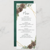 Waterverf Evergreen Pine Cone Winter Wedding Menu Kaart (Voorkant / Achterkant)
