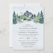 Waterverf Evergreen Rustic Tree Wedding Kaart (Voorkant)