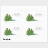 Waterverf Evergreen Trees Adresetiketten Rechthoekige Sticker (Vel)