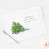 Waterverf Evergreen Trees Adresetiketten Rechthoekige Sticker (Envelop)