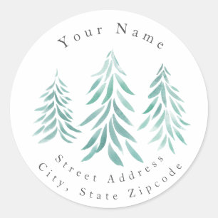 Waterverf Evergreen Trees Brushstrokes Labels