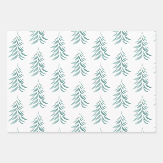 Waterverf Evergreen Trees Inpakpapier Vel (Voorkant)
