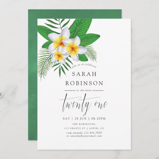 Waterverf Exotic Aloha Luau 21ste verjaardag Kaart (Voorkant / Achterkant)
