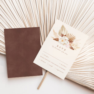 Waterverf Exotic Terracotta Flowers & Pampas Gras RSVP Kaartje