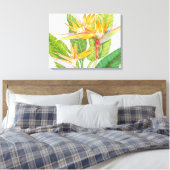 Waterverf exotische bloemen canvas afdruk (Insitu (Slaapkamer))