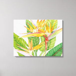 Waterverf exotische bloemen canvas afdruk