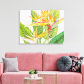 Waterverf exotische bloemen canvas afdruk (Insitu (Woonkamer))
