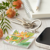 Waterverf exotische bloemen sleutelhanger (Voorkant Rechts)