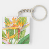 Waterverf exotische bloemen sleutelhanger (Achterkant)