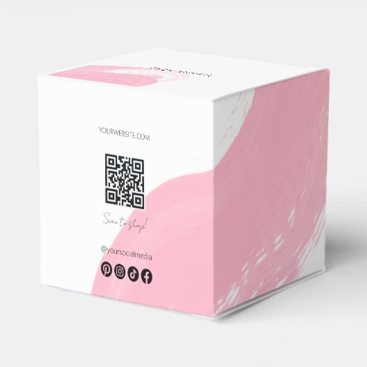 Waterverf Eye Brushstroke Blush Pink Dank u QR Bedankdoosjes (Achterkant)