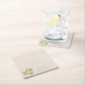 Waterverf Faecore bloementhee Party Baby shower Vierkante Kartonnen Onderzetter (Insitu)