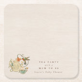 Waterverf Faecore bloementhee Party Baby shower Vierkante Kartonnen Onderzetter (Voorkant)