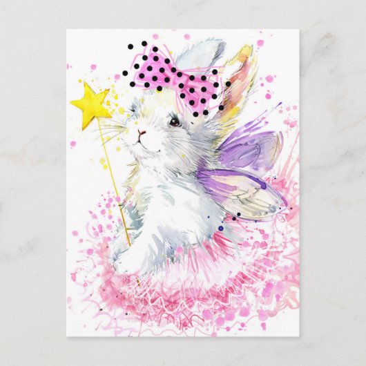 Waterverf Fairy Bunny Briefkaart (Voorkant)