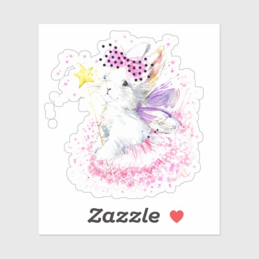Waterverf Fairy Bunny Sticker (Vel)