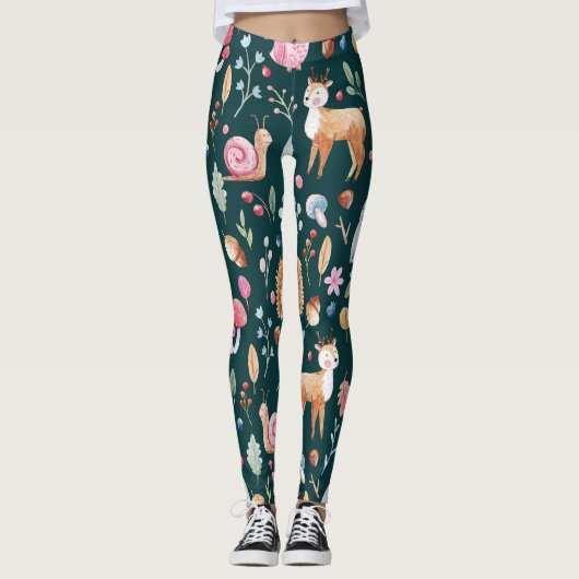 Waterverf Fairy Forest kinderpatroon Leggings (Voorkant)
