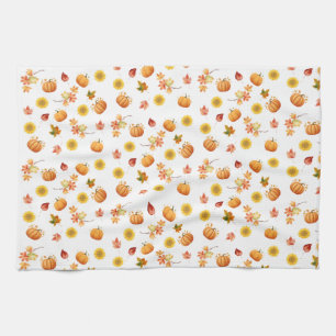 Waterverf Fall Leaves en pompoenen Theedoek