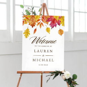 Waterverf Falling Leaves Autumn Wedding Welkom Poster