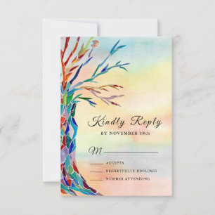 Waterverf - Familieboom Baptisme Christening RSVP Kaartje