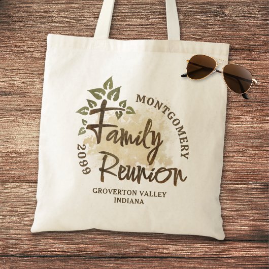Waterverf Family Reunion Script Tree Naam Jaar Tote Bag