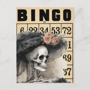 Waterverf Fancy Lady Skeleton  Bingo Kaart