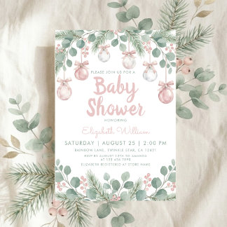 Waterverf fantasie bloemboog roze baby shower kaart