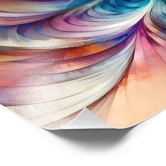 Waterverf Fantasy Abstract Modern Fractal Flower Foto Afdruk (Hoek)