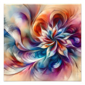 Waterverf Fantasy Abstract Modern Fractal Flower Foto Afdruk (Voorkant)