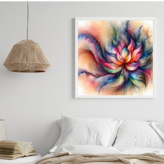 Waterverf Fantasy Abstract Modern Fractal Flower Foto Afdruk