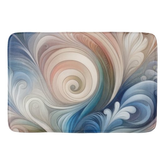 Waterverf Fantasy Floral Pastel Blauw & Crème Badmat (Voorkant)