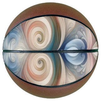 Waterverf Fantasy Floral Pastel Blauw & Crème Basketbal