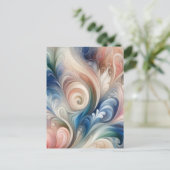 Waterverf Fantasy Floral Pastel Blauw & Crème Briefkaart (Staand voorkant)
