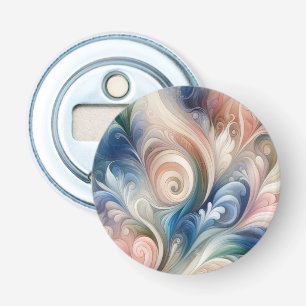 Waterverf Fantasy Floral Pastel Blauw & Crème Button Flesopener