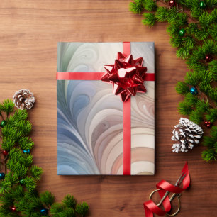 Waterverf Fantasy Floral Pastel Blauw & Crème Cadeaupapier