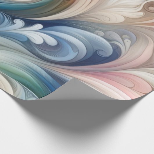 Waterverf Fantasy Floral Pastel Blauw & Crème Cadeaupapier (Hoek)