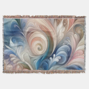 Waterverf Fantasy Floral Pastel Blauw & Crème Deken