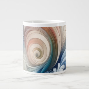 Waterverf Fantasy Floral Pastel Blauw & Crème Extra Grote Beker