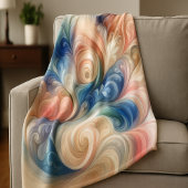 Waterverf Fantasy Floral Pastel Blauw & Crème Fleece Deken