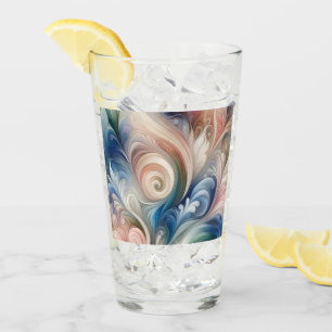 Waterverf Fantasy Floral Pastel Blauw & Crème Glas
