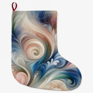 Waterverf Fantasy Floral Pastel Blauw & Crème Grote Kerstsok