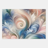 Waterverf Fantasy Floral Pastel Blauw & Crème Inpakpapier Vel (Voorkant 3)