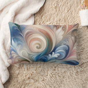 Waterverf Fantasy Floral Pastel Blauw & Crème Kussen
