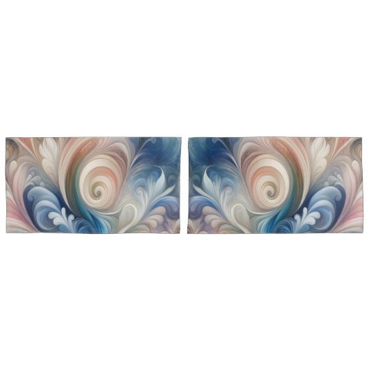Waterverf Fantasy Floral Pastel Blauw & Crème Kussensloop (Voorkant-Set)