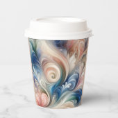 Waterverf Fantasy Floral Pastel Blauw & Crème Papieren Bekers (Voorkant)