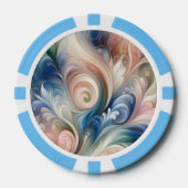 Waterverf Fantasy Floral Pastel Blauw & Crème Poker Chips (Voorkant)