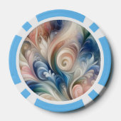 Waterverf Fantasy Floral Pastel Blauw & Crème Poker Chips (Achterkant)